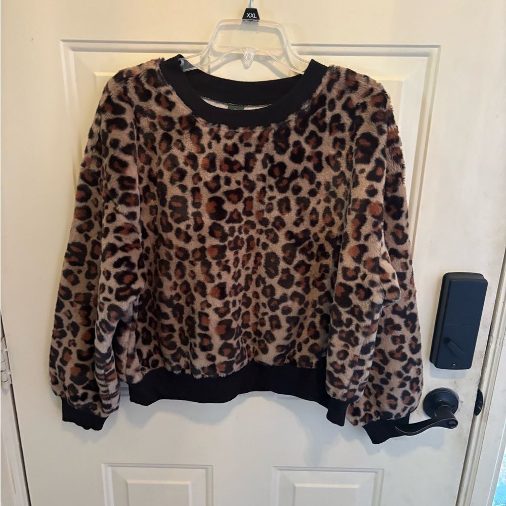 Wild Fable Animal Print Faux Fur Top - Picture 2 of 4